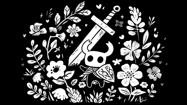 Hollow Knight Surrounded By Flowers Sword Shield wallpaper on Pixipics