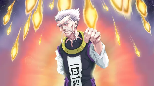 Hxh Netero Chairman One Armed Attack Fiery Aura wallpaper on Pixipics