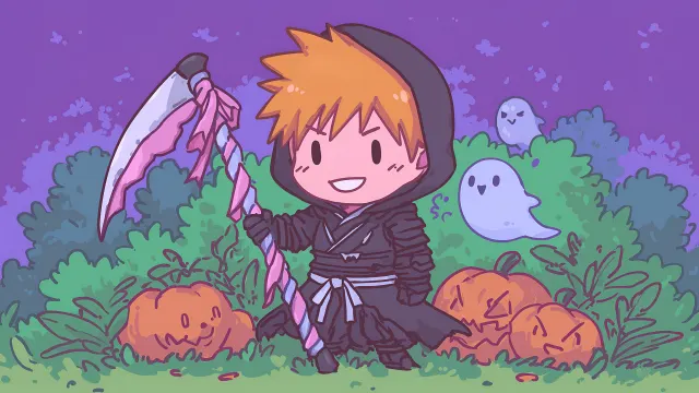 Bleach Ichigo Chibi Halloween Shinigami Scythe wallpaper on Pixipics