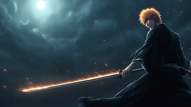 Ichigo Kurosaki Moonlit Blade Bleach wallpaper on Pixipics