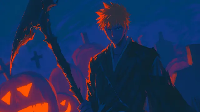 Ichigo Shinigami Suit Halloween Scythe wallpaper on Pixipics