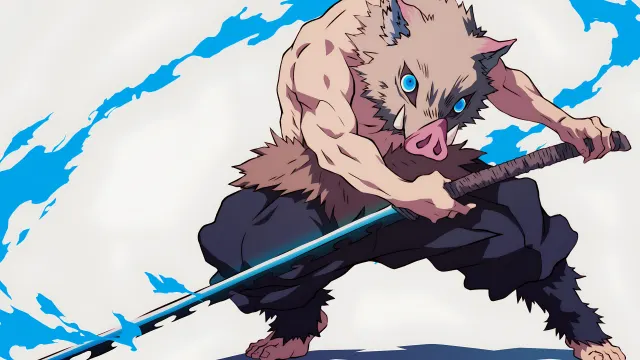 Demon Slayer Inosuke Action Pose wallpaper on Pixipics