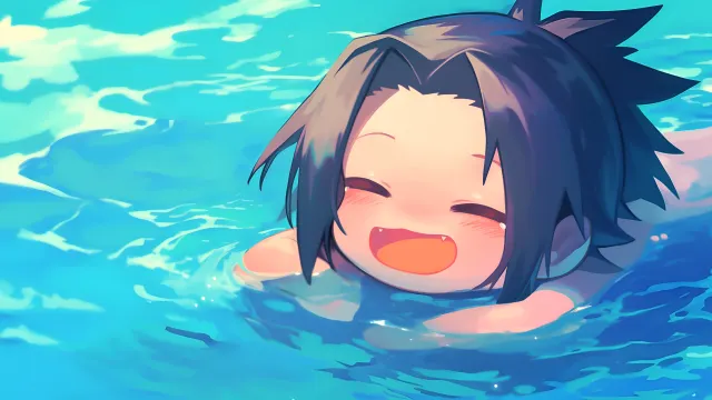 Naruto Itachi Chibi Happy Swim Smile wallpaper on Pixipics