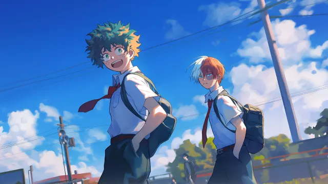 Mha Midoriya Todoroki Walking To School wallpaper on Pixipics