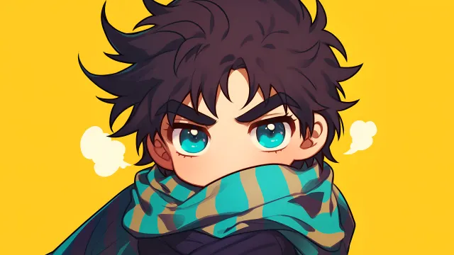 Chibi Joseph Joestar Scarf Bright Yellow Scene wallpaper on Pixipics