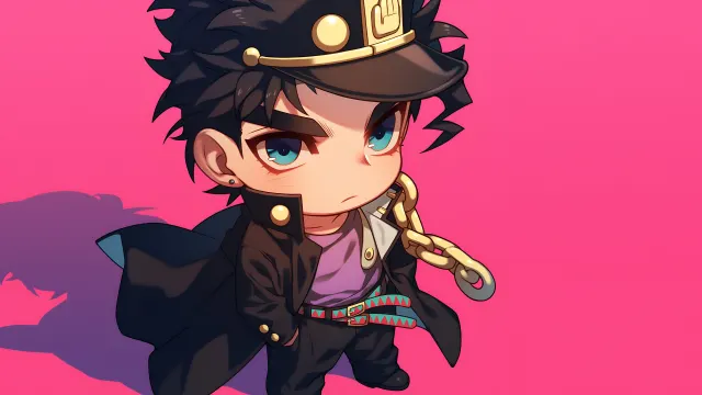 Chibi Jotaro Kujo Pink Pose wallpaper on Pixipics