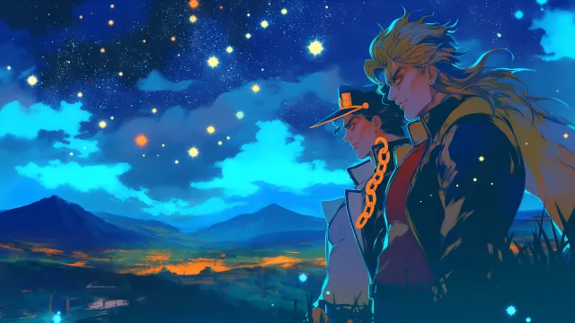 Jotaro Kujo Dio Brando Starry Night wallpaper on Pixipics