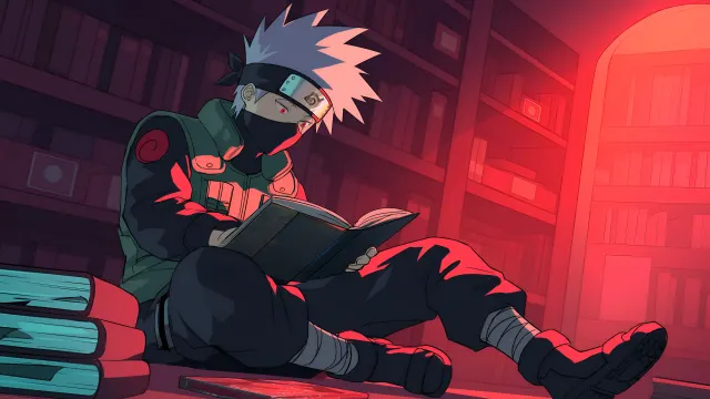 Kakashi Hatake Reading Abook Cartoon Style wallpaper on Pixipics