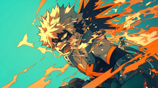 My Hero Academia Bakugo Action Pose wallpaper on Pixipics