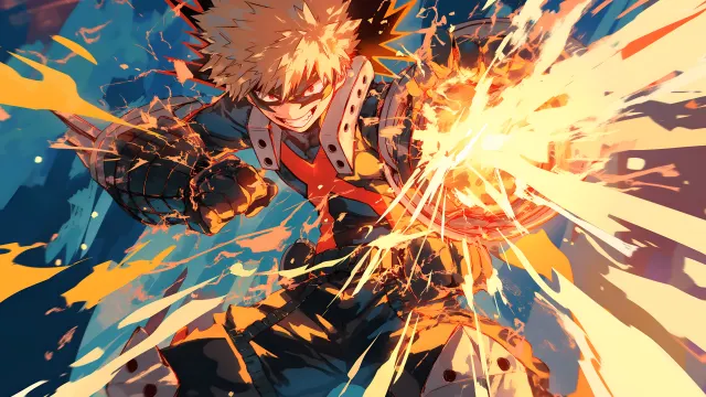 My Hero Academia Bakugo Golden Sparks wallpaper on Pixipics