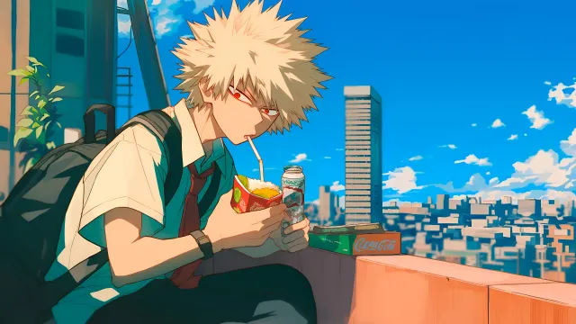 My Hero Academia Katsuki Bakugo Lunch Break wallpaper on Pixipics