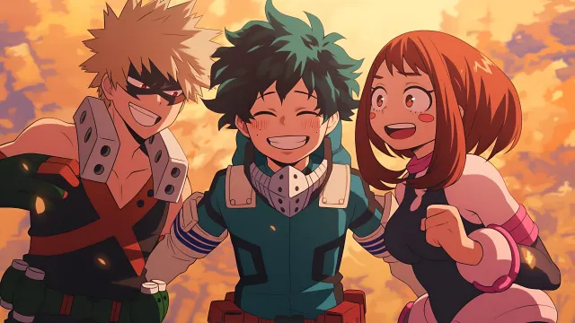 My Hero Academia Trio Deku Bakugo Uraraka Friends wallpaper on Pixipics