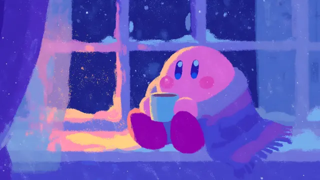 Kirby Lofi Windowsill Hot Chocolate wallpaper on Pixipics