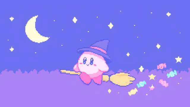 Kirby Spooky Flight Purple wallpaper on Pixipics