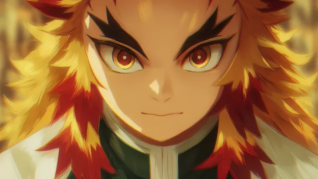 Rengoku Fiery Glare Demon Slayer wallpaper on Pixipics