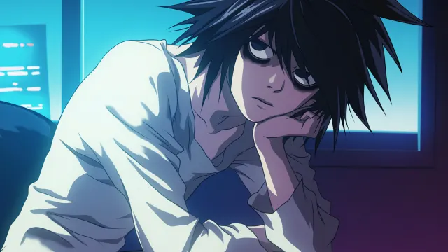 Death Note L Pensive Pose wallpaper on Pixipics