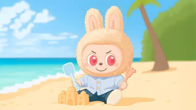 Labubu Beach Day Builder wallpaper on Pixipics
