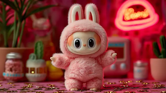 Pink Labubu Toy Cute wallpaper on Pixipics
