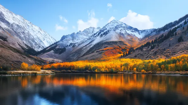 Mountain Reflection Autumn Landscape Macos wallpaper on Pixipics