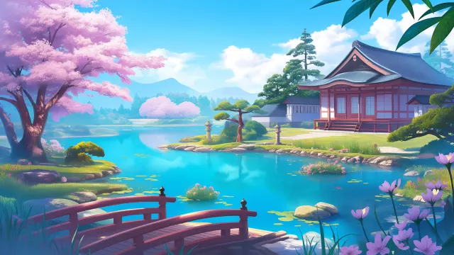 Serene Japanese Garden wallpaper on Pixipics