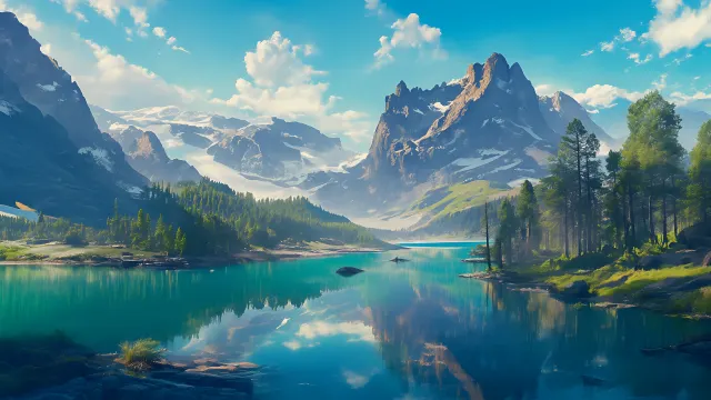 Serene Lake Mountain Reflection wallpaper on Pixipics