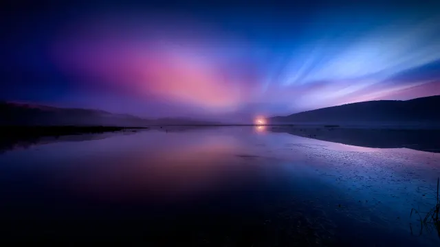 Nature Landscape Aurora Pink Blue Reflection wallpaper on Pixipics