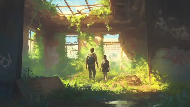 Ellie And Joel Urban Ruins wallpaper on Pixipics