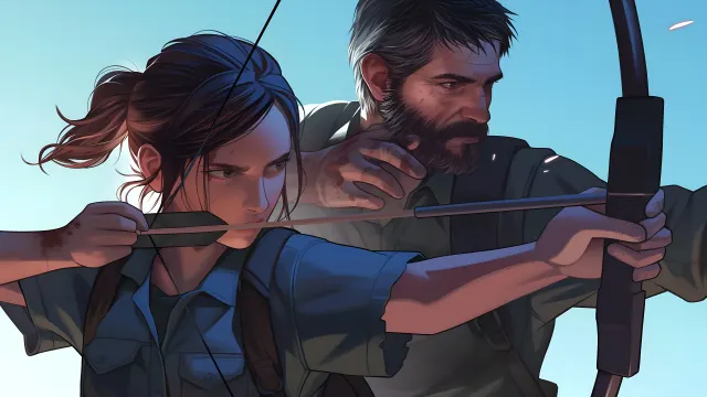 Ellie Joel Last Of Us Bow And Arrow Duo wallpaper on Pixipics