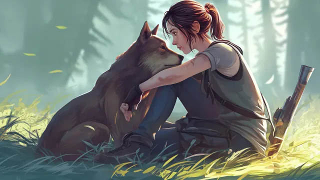 The Last Of Us Ellie With Dog wallpaper on Pixipics