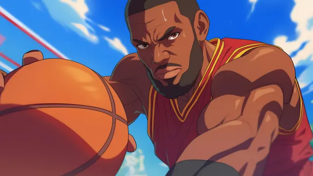 Lebron James Anime Style Basketball Scene wallpaper on Pixipics