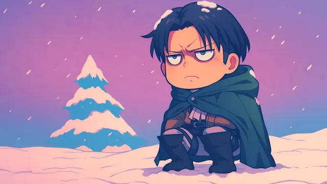 Attack On Titan Levi Ackerman Chibi Winter wallpaper on Pixipics