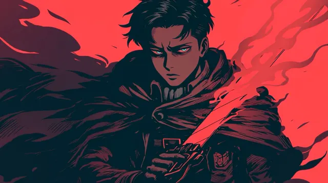 Attack On Titan Levi Ackerman Fire Smoke Blade Ready Red Gif wallpaper on Pixipics