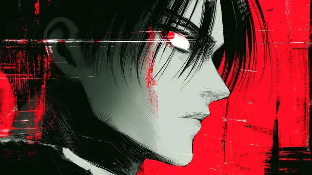 Levi Ackerman Red Glitch Profile wallpaper on Pixipics