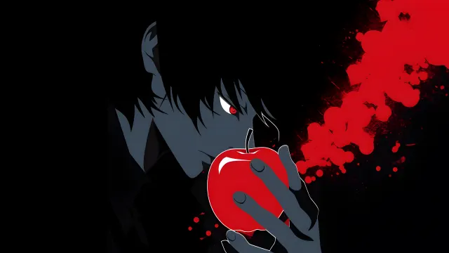 Death Note Light With Apple Black Minimalist wallpaper on Pixipics