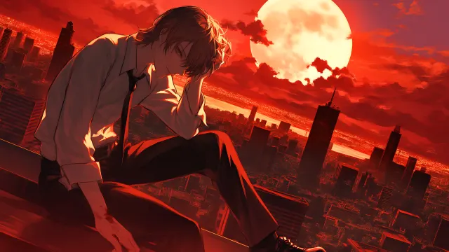 Light Yagami Bloody Cityscape Death Note wallpaper on Pixipics