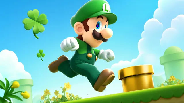 Super Mario Luigi With Clovers wallpaper on Pixipics