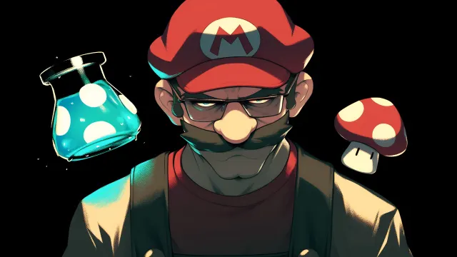 Mario As Walter White Suspicious Look With Mushroom wallpaper on Pixipics