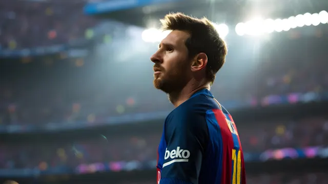 Aesthetic Lionel Messi In Barcelona Kit wallpaper on Pixipics