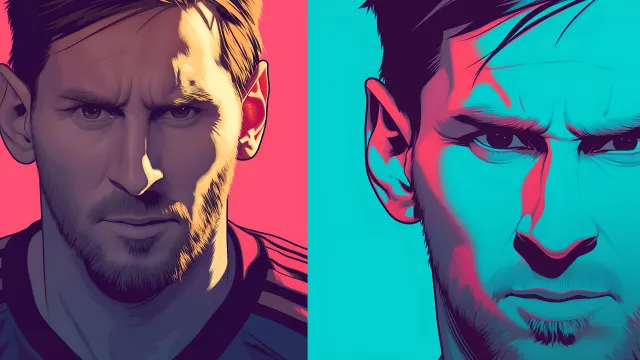 Lionel Messi Dual Portrait wallpaper on Pixipics