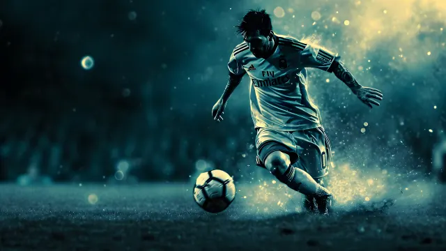 Lionel Messi With Ball Dark Blue wallpaper on Pixipics