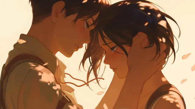 Attack On Titan Eren Mikasa Emotional Moment wallpaper on Pixipics