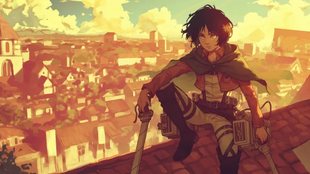 Attack On Titan Mikasa City View wallpaper on Pixipics