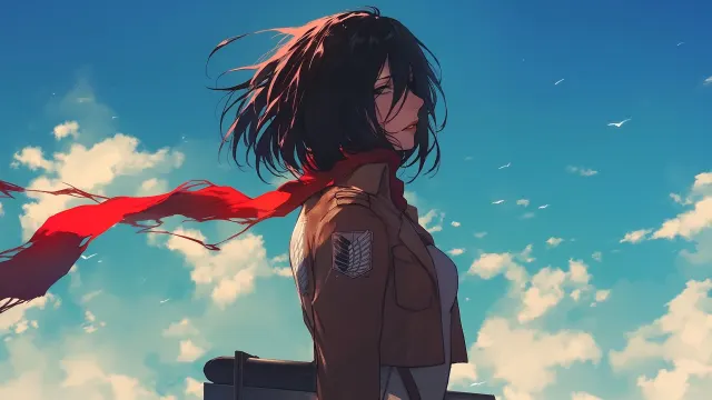 Mikasa Ackerman Scarf Wind wallpaper on Pixipics