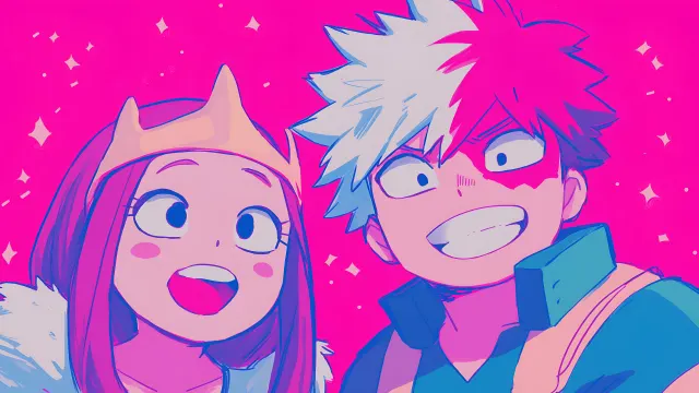 My Hero Academia Uraraka Todoroki Pink Blue Duo wallpaper on Pixipics