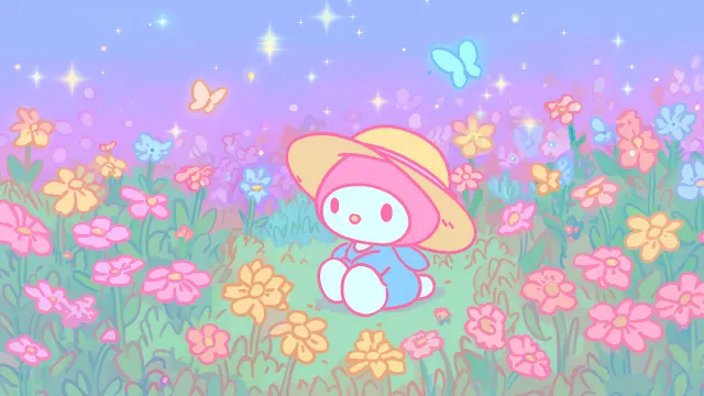 My Melody Flower Field Pastel Dream wallpaper on Pixipics