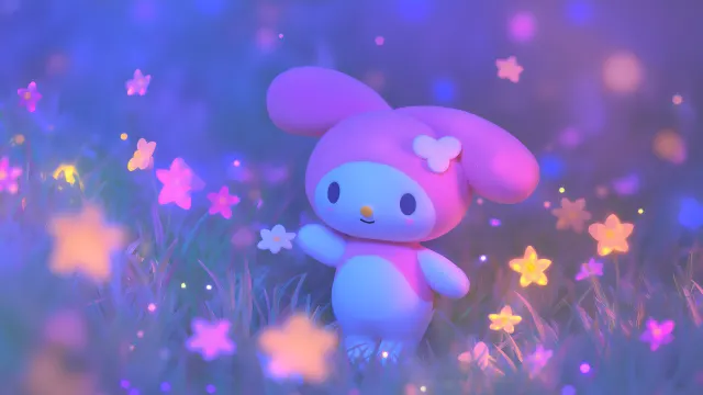 My Melody Standing In Magical Glowing Field wallpaper on Pixipics