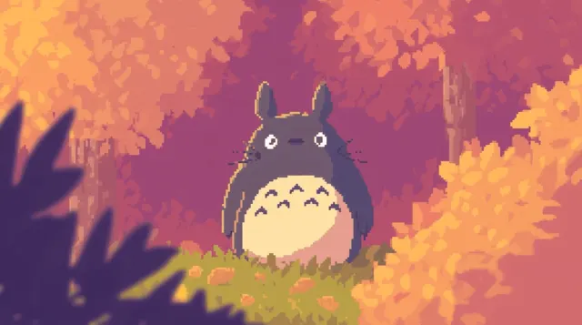 Chibi Totoro Fall Woods Gif wallpaper on Pixipics