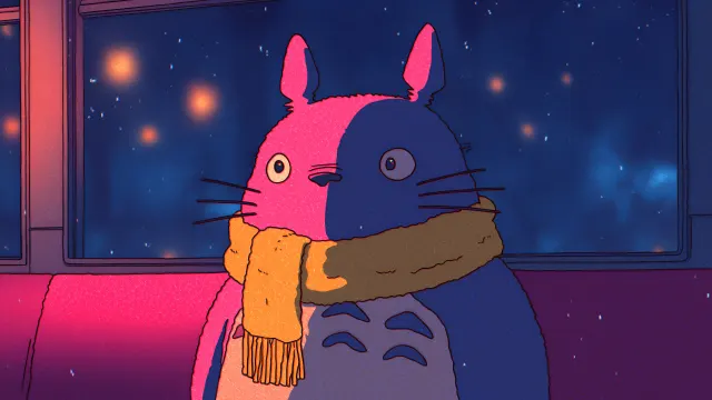 My Neighbor Totoro Lofi Pink And Blue wallpaper on Pixipics