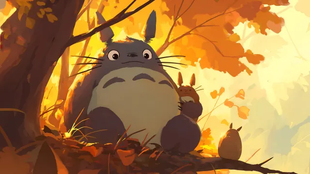 Totoro Autumn Forest Cozy wallpaper on Pixipics