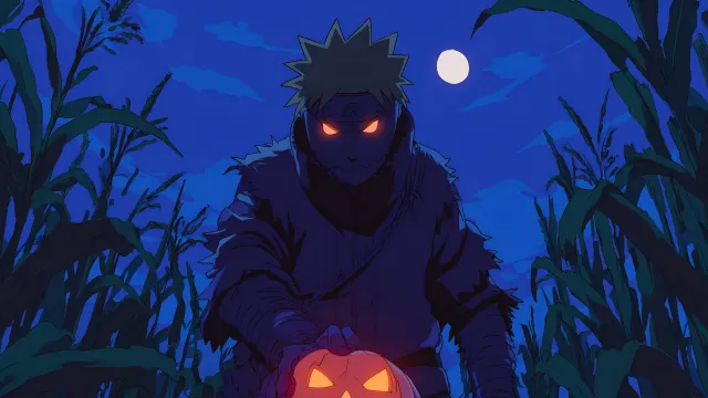 Naruto Uzumaki Scarecrow Halloween Pumpkin Field wallpaper on Pixipics